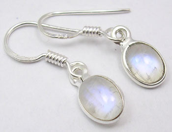 Cercei Argint 925 cu Piatra Lunii, 2.6 cm lungime