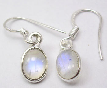 Cercei Argint 925 cu Piatra Lunii, 2.6 cm lungime