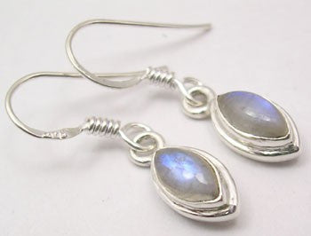 Cercei Argint 925 cu Piatra Lunii, 2.8 cm lungime
