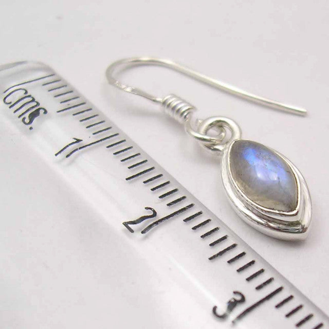 Cercei Argint 925 cu Piatra Lunii, 2.8 cm lungime