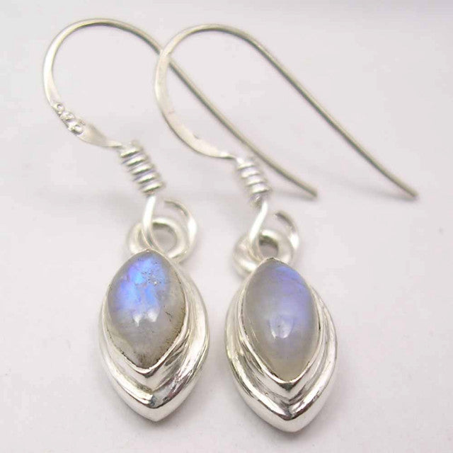 Cercei Argint 925 cu Piatra Lunii, 2.8 cm lungime