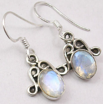 Cercei Argint 925 cu Piatra Lunii, 2.9 cm lungime