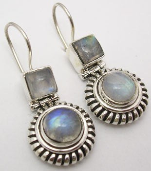 Cercei Argint 925 cu Piatra Lunii, 3,1 cm lungime