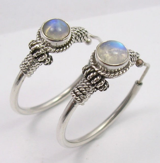 Cercei Argint 925 cu Piatra Lunii, 3.1 cm lungime