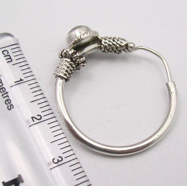 Cercei Argint 925 cu Piatra Lunii, 3.1 cm lungime