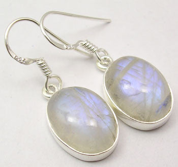 Cercei Argint 925 cu Piatra Lunii, 3.1 cm lungime