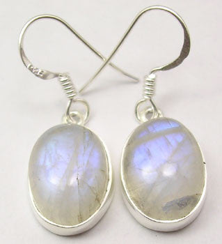 Cercei Argint 925 cu Piatra Lunii, 3.1 cm lungime