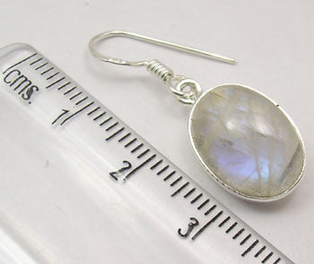 Cercei Argint 925 cu Piatra Lunii, 3.1 cm lungime