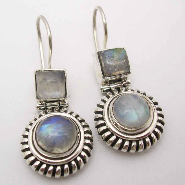 Cercei Argint 925 cu Piatra Lunii, 3,1 cm lungime