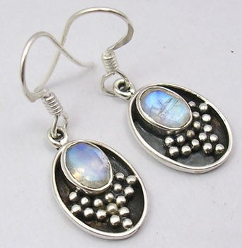 Cercei Argint 925 cu Piatra Lunii, 3.2 cm lungime