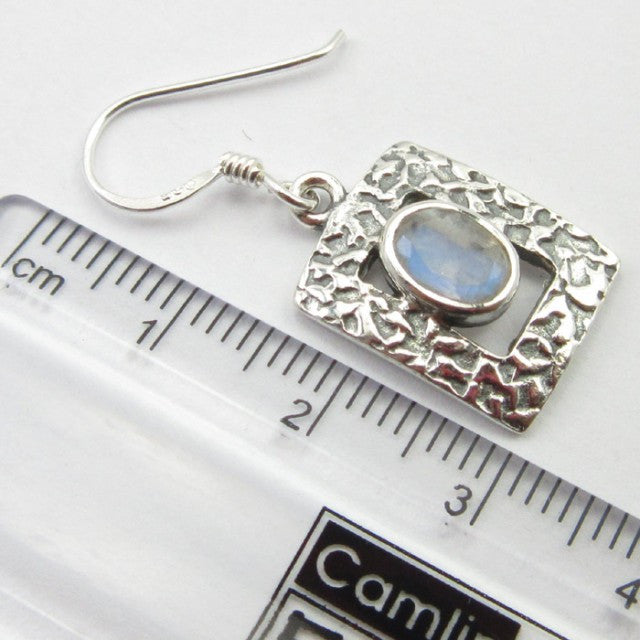 Cercei Argint 925 cu Piatra Lunii, 3.2 cm lungime