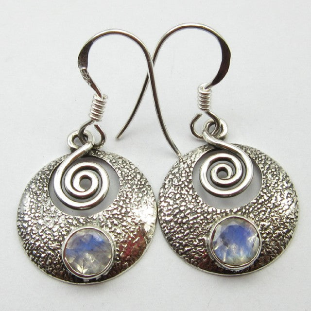 Cercei Argint 925 cu Piatra Lunii 3,2 cm lungime