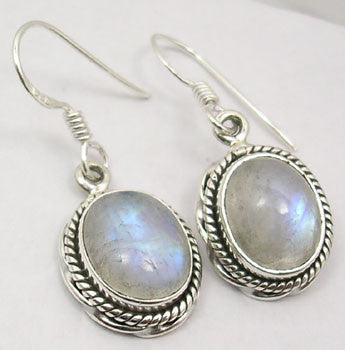 Cercei Argint 925 cu Piatra Lunii, 3.3 cm lungime