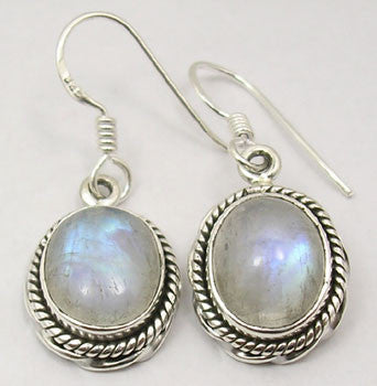 Cercei Argint 925 cu Piatra Lunii, 3.3 cm lungime