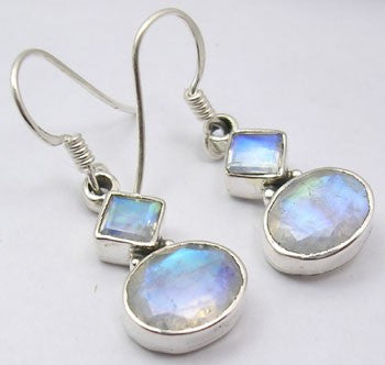 Cercei Argint 925 cu Piatra Lunii, 3.4 cm lungime