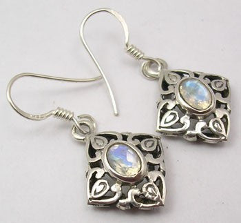 Cercei Argint 925 cu Piatra Lunii, 3.4 cm lungime
