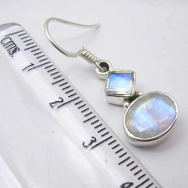 Cercei Argint 925 cu Piatra Lunii, 3.4 cm lungime