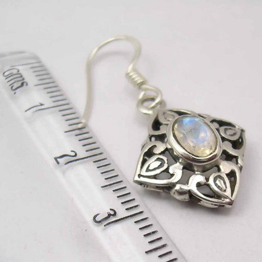 Cercei Argint 925 cu Piatra Lunii, 3.4 cm lungime
