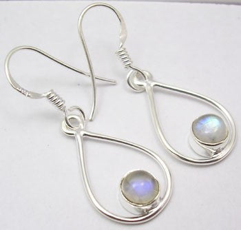 Cercei Argint 925 cu Piatra Lunii, 3.5 cm lungime