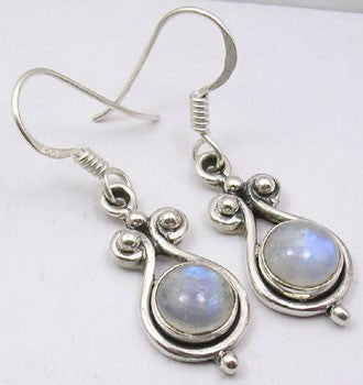Cercei Argint 925 cu Piatra Lunii, 3.5 cm lungime