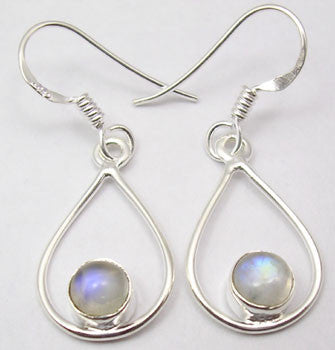 Cercei Argint 925 cu Piatra Lunii, 3.5 cm lungime