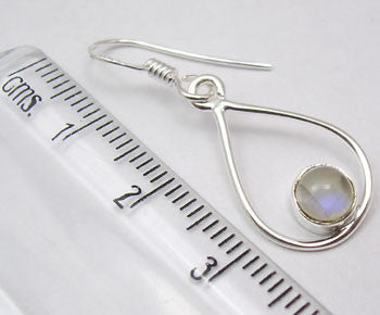 Cercei Argint 925 cu Piatra Lunii, 3.5 cm lungime