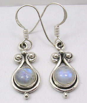 Cercei Argint 925 cu Piatra Lunii, 3.5 cm lungime