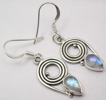 Cercei Argint 925 cu Piatra Lunii, 3.6 cm lungime