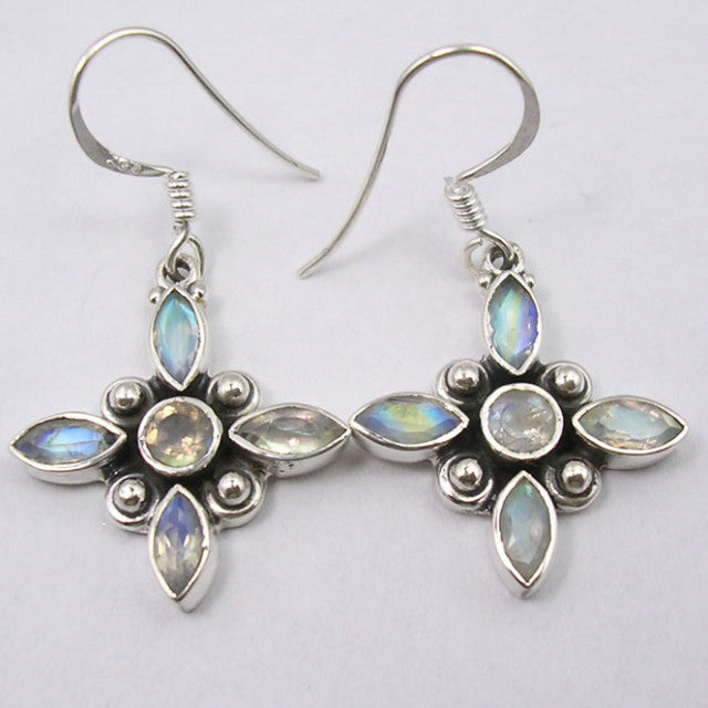 Cercei Argint 925 cu Piatra Lunii, 3.6 cm lungime