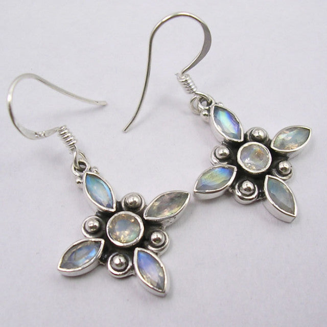 Cercei Argint 925 cu Piatra Lunii, 3.6 cm lungime