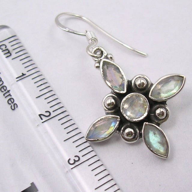 Cercei Argint 925 cu Piatra Lunii, 3.6 cm lungime