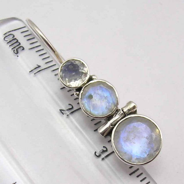 Cercei Argint 925 cu Piatra Lunii, 3.6 cm lungime