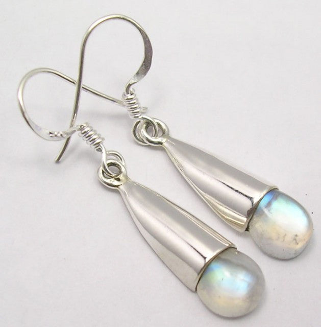 Cercei Argint 925 cu Piatra Lunii, 3,8 cm lungime