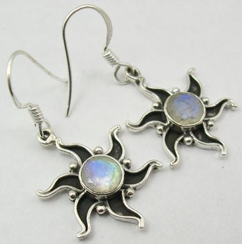Cercei Argint 925 cu Piatra Lunii, 3.8 cm lungime