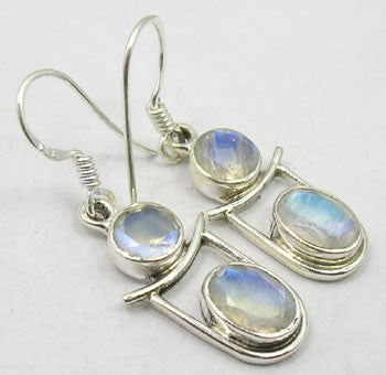 Cercei Argint 925 cu Piatra Lunii, 3.8 cm lungime