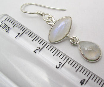 Cercei Argint 925 cu Piatra Lunii, 3.8 cm lungime