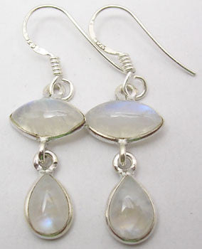 Cercei Argint 925 cu Piatra Lunii, 3.8 cm lungime