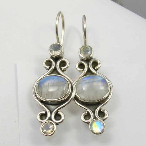 Cercei Argint 925 cu Piatra Lunii, 3,8 cm lungime
