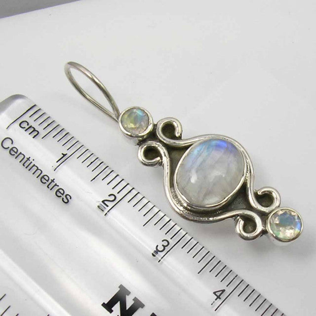 Cercei Argint 925 cu Piatra Lunii, 3,8 cm lungime