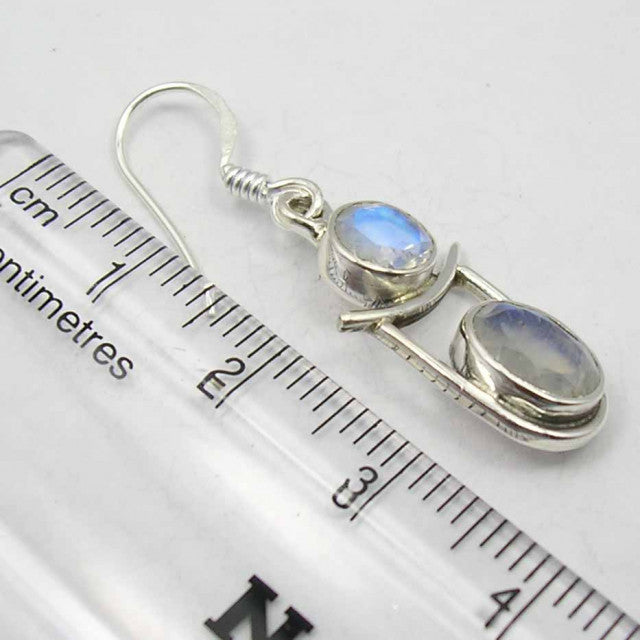 Cercei Argint 925 cu Piatra Lunii, 3.8 cm lungime