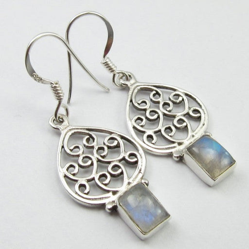 Cercei Argint 925 cu Piatra Lunii 3,9 cm lungime