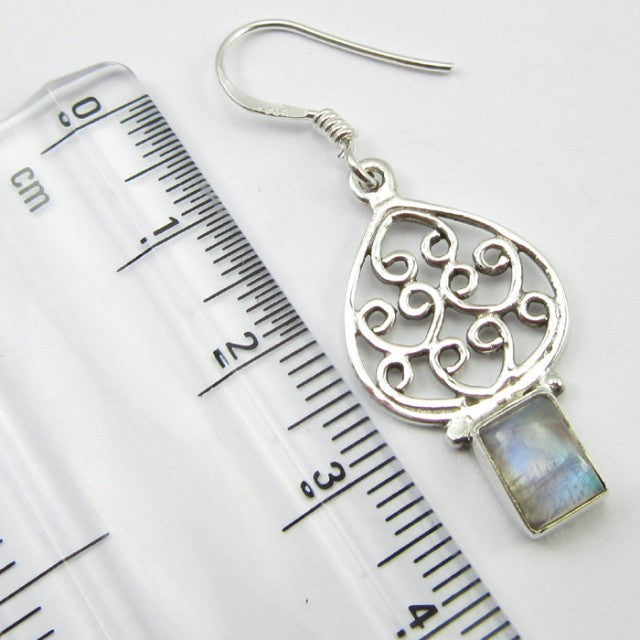 Cercei Argint 925 cu Piatra Lunii 3,9 cm lungime
