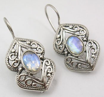 Cercei Argint 925 cu Piatra Lunii, 3 cm lungime