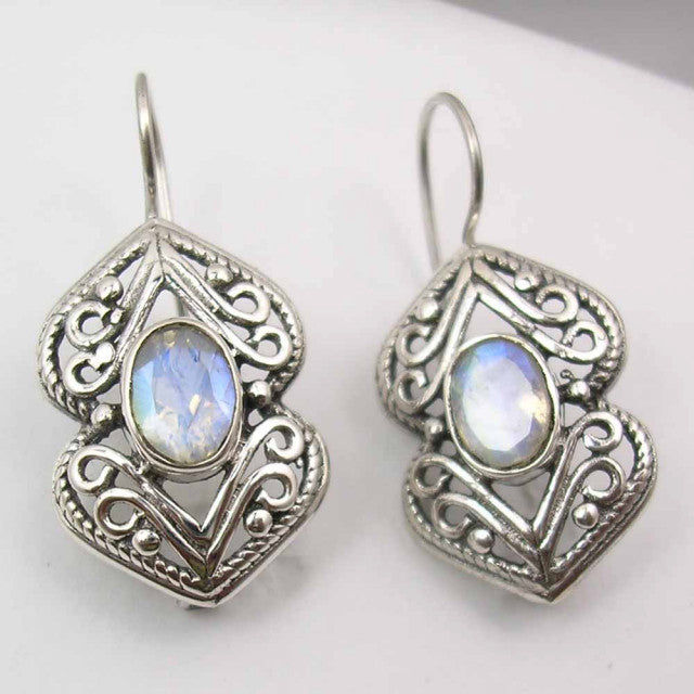 Cercei Argint 925 cu Piatra Lunii, 3 cm lungime