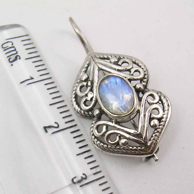 Cercei Argint 925 cu Piatra Lunii, 3 cm lungime