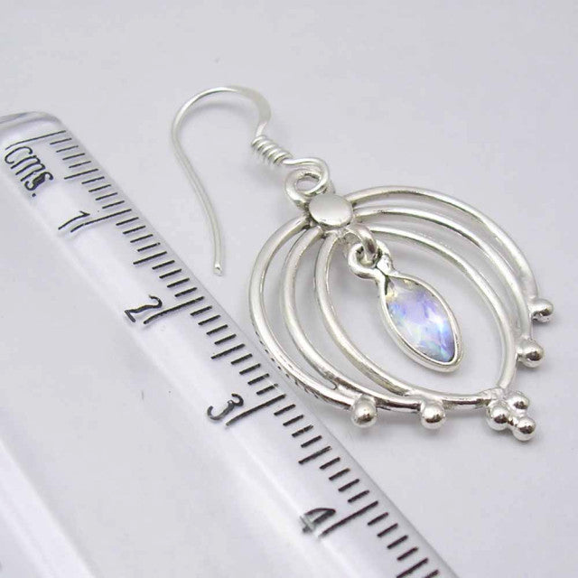 Cercei Argint 925 cu Piatra Lunii, 4.1 cm lungime