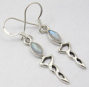 Cercei Argint 925 cu PIatra Lunii, 4.2 cm lungime