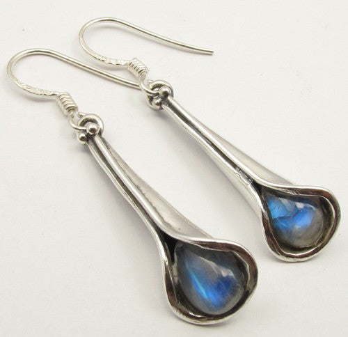 Cercei Argint 925 cu Piatra Lunii 4.2 cm lungime