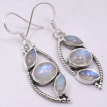Cercei Argint 925 cu Piatra Lunii , 4,2 cm lungime