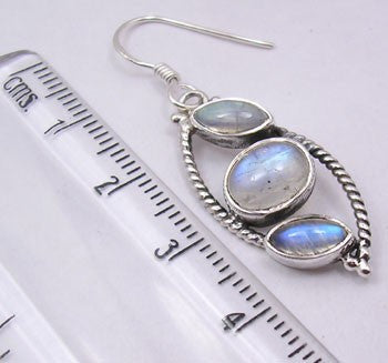 Cercei Argint 925 cu Piatra Lunii , 4,2 cm lungime